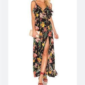 Privacy Please Karen Black Floral Backless Maxi Dress - Size M